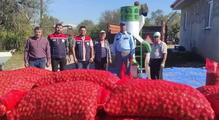 İpsala’nın Karaağaç Köyünde ceviz hasadı devam ediyor