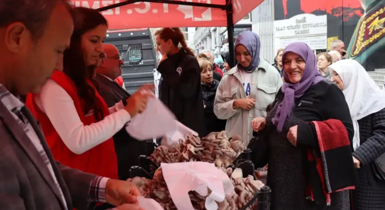 İzmit'te hasatın bereketi sürüyor... 850 kilo istiridye mantarı dağıtıldı