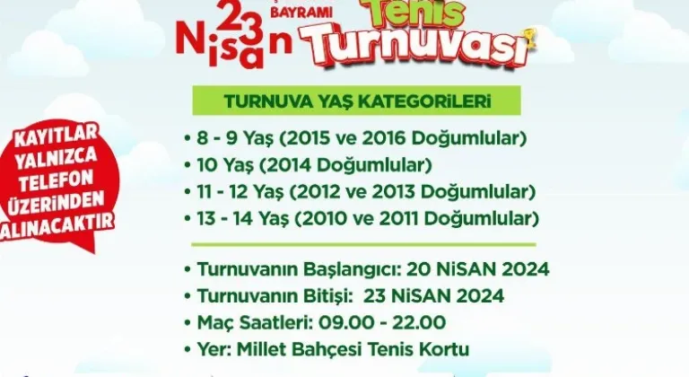 Kayseri 23 Nisan Tenis Turnuvası Kayıtları Başladı