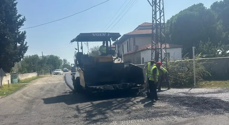 Keşan- Enez yolunda yol yapım çalışması