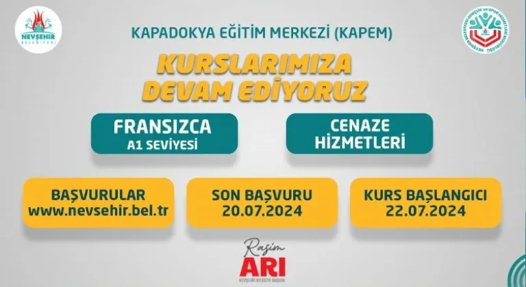 Nevşehir Belediyesi KAPEM'de Yeni Kurslar Başlıyor